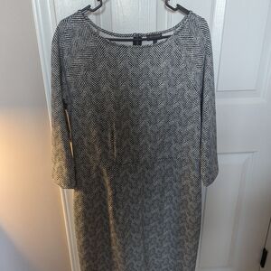 Elegant Black and White Herringbone Dress